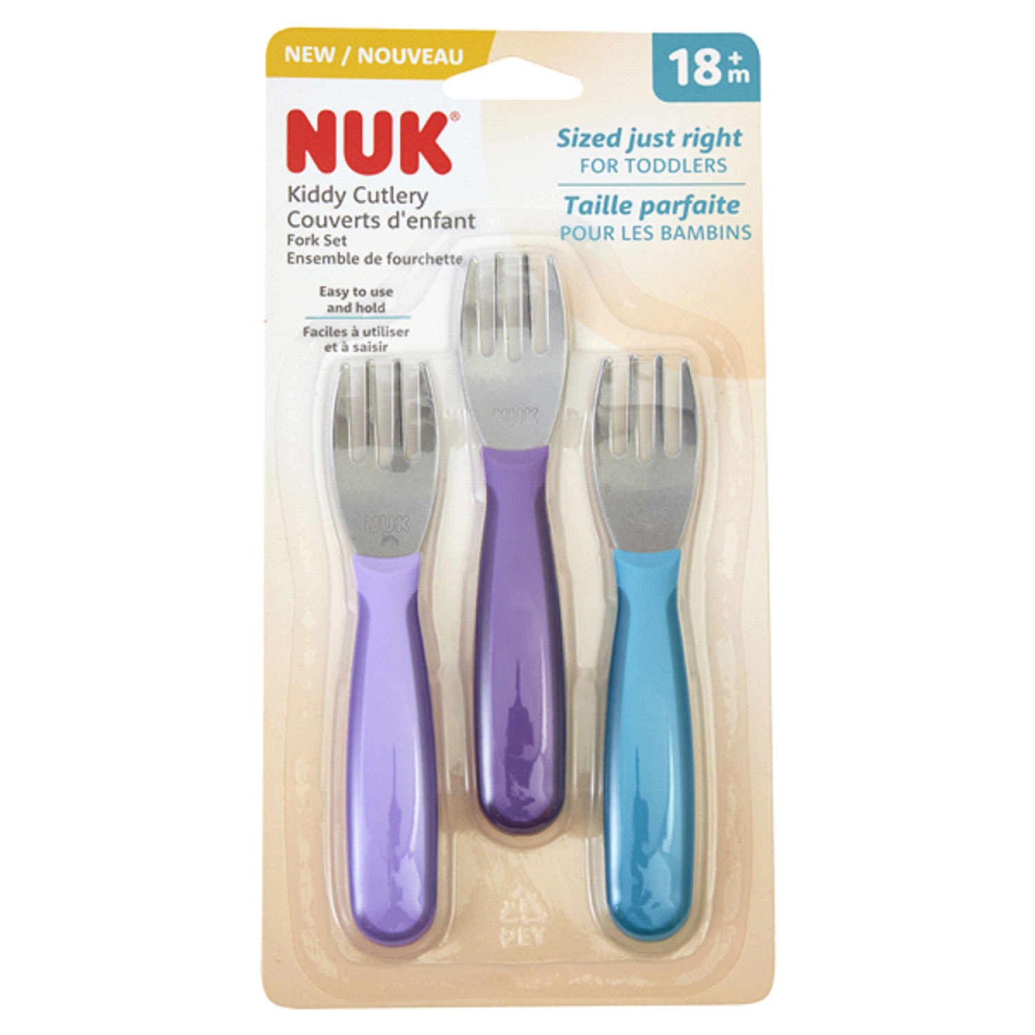 slide 1 of 1, Nuk Kiddy Cutlery, Fork Set, 18M+, 1 ct