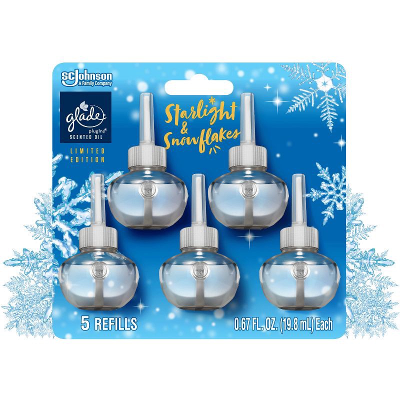 slide 1 of 16, Glade PlugIns Scented Oil Air Freshener - Starlight & Snowflakes Refill - 3.35oz/5pk, 5 ct; 3.35 oz