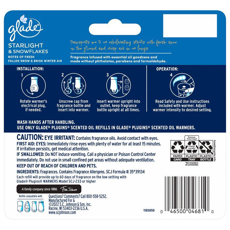 slide 8 of 16, Glade PlugIns Scented Oil Air Freshener - Starlight & Snowflakes Refill - 3.35oz/5pk, 5 ct; 3.35 oz