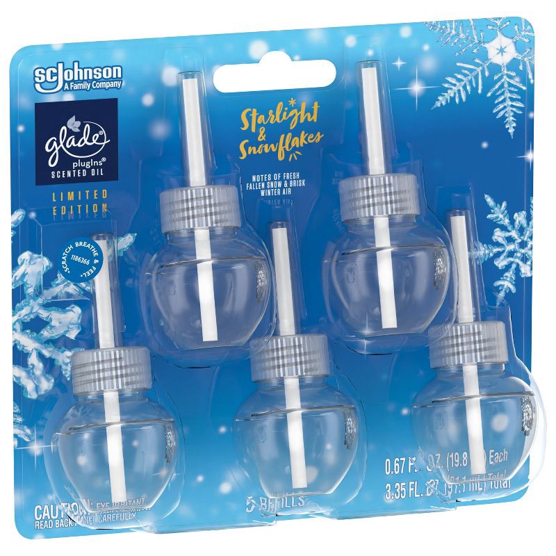 slide 16 of 16, Glade PlugIns Scented Oil Air Freshener - Starlight & Snowflakes Refill - 3.35oz/5pk, 5 ct; 3.35 oz