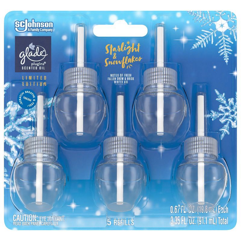 slide 13 of 16, Glade PlugIns Scented Oil Air Freshener - Starlight & Snowflakes Refill - 3.35oz/5pk, 5 ct; 3.35 oz