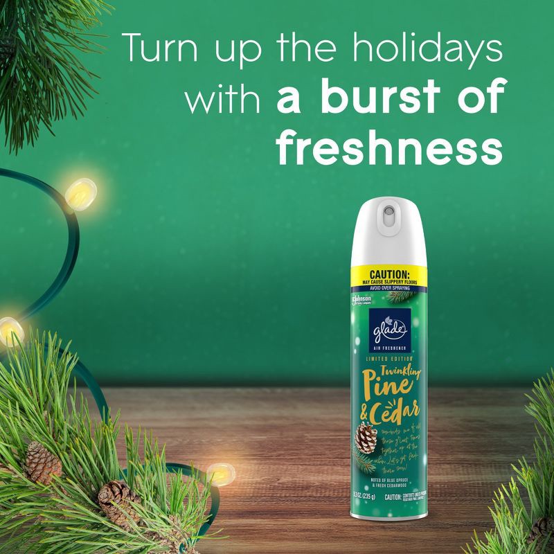slide 11 of 15, Glade Aerosol Room Spray Air Freshener - Twinkling Pine & Cedar - 16.6oz/2pk, 16.6 oz, 2 ct
