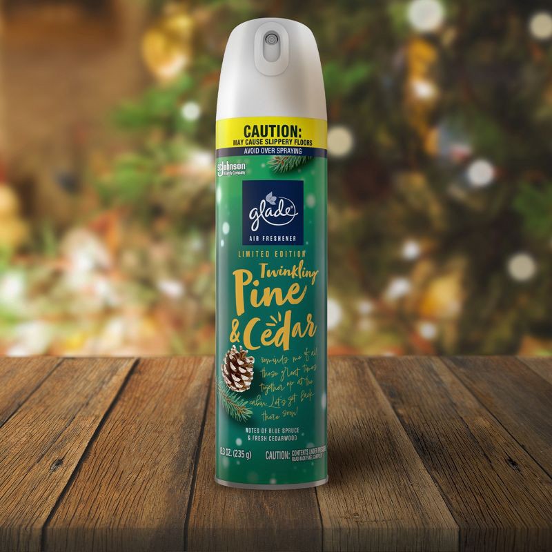 slide 4 of 15, Glade Aerosol Room Spray Air Freshener - Twinkling Pine & Cedar - 16.6oz/2pk, 16.6 oz, 2 ct