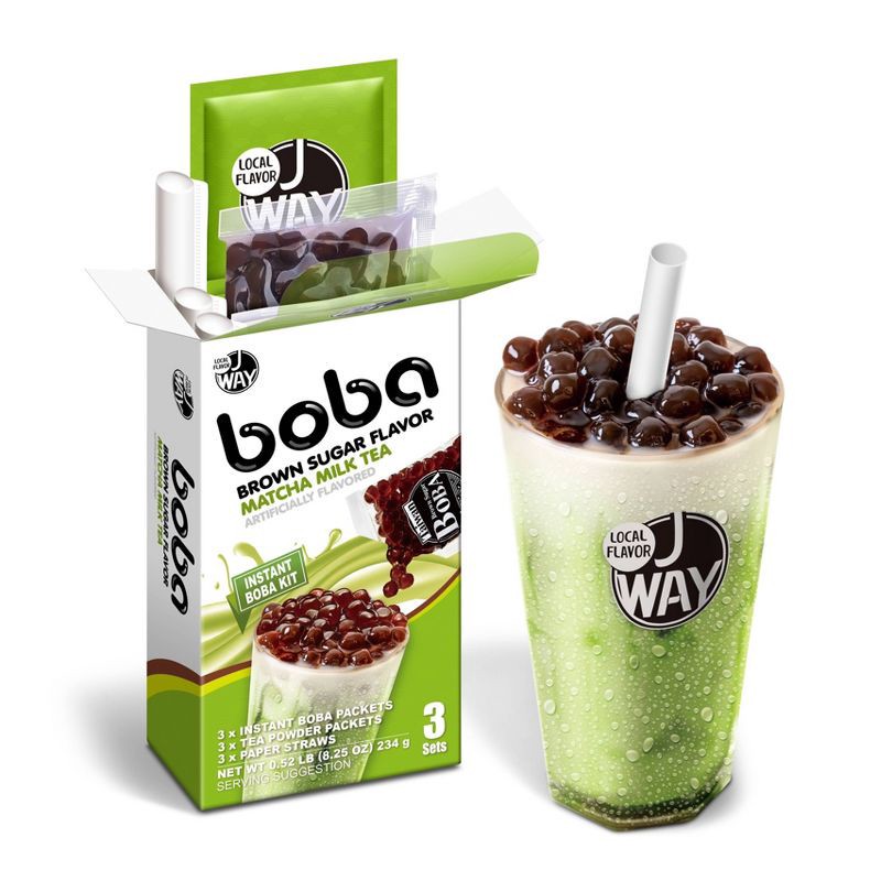 slide 3 of 8, J Way Instant Boba Kit Matcha Latte Sweet Tea Variety - 8.25oz, 8.25 oz