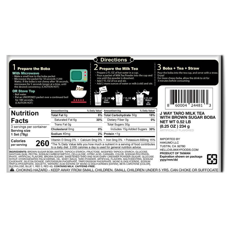 slide 4 of 8, J Way, Instant Boba Kit, Taro Milk Tea Fruit Tea Variety - 8.25oz, 8.25 oz