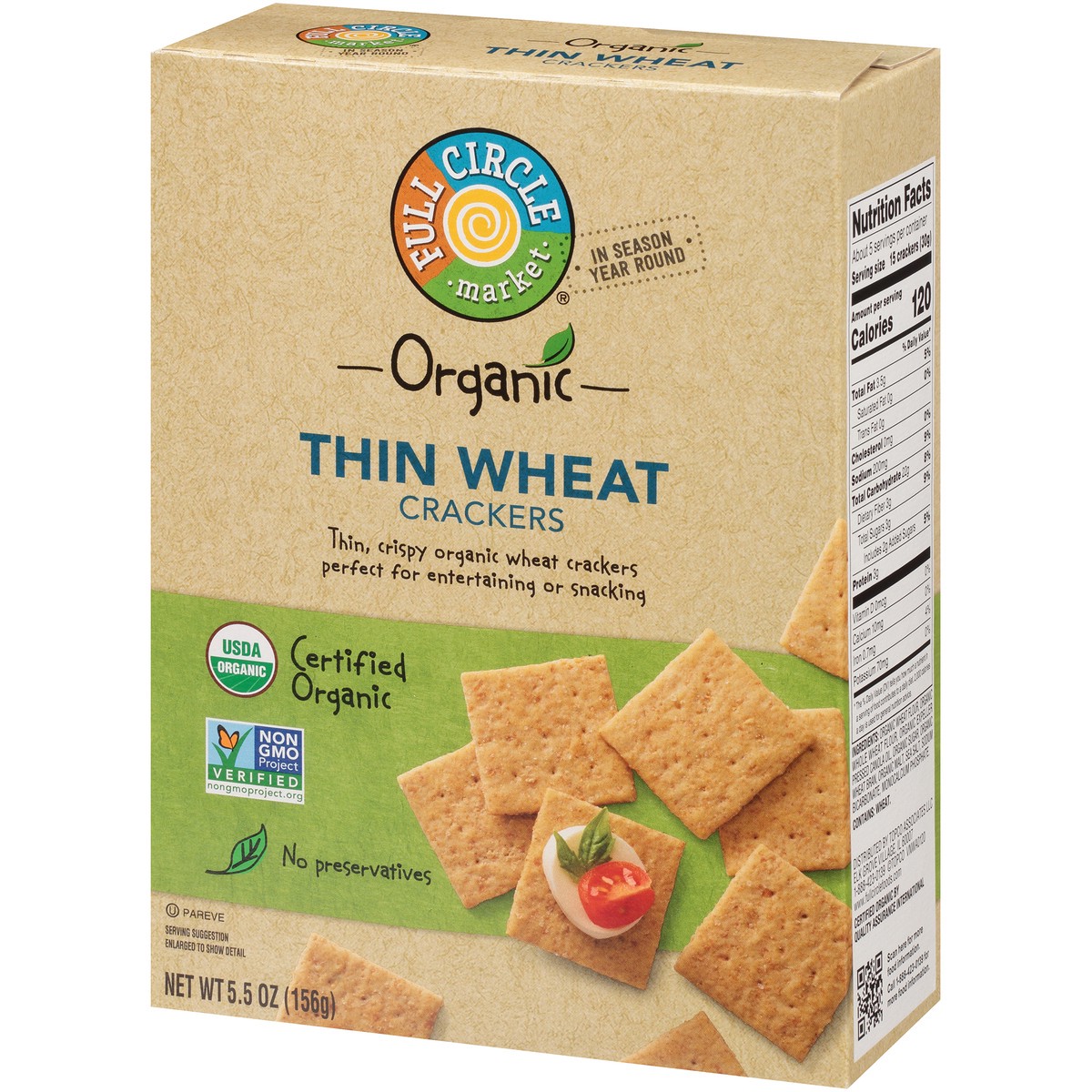 slide 7 of 9, Full Circle Market Thin Wheat Crackers, 5.5 oz