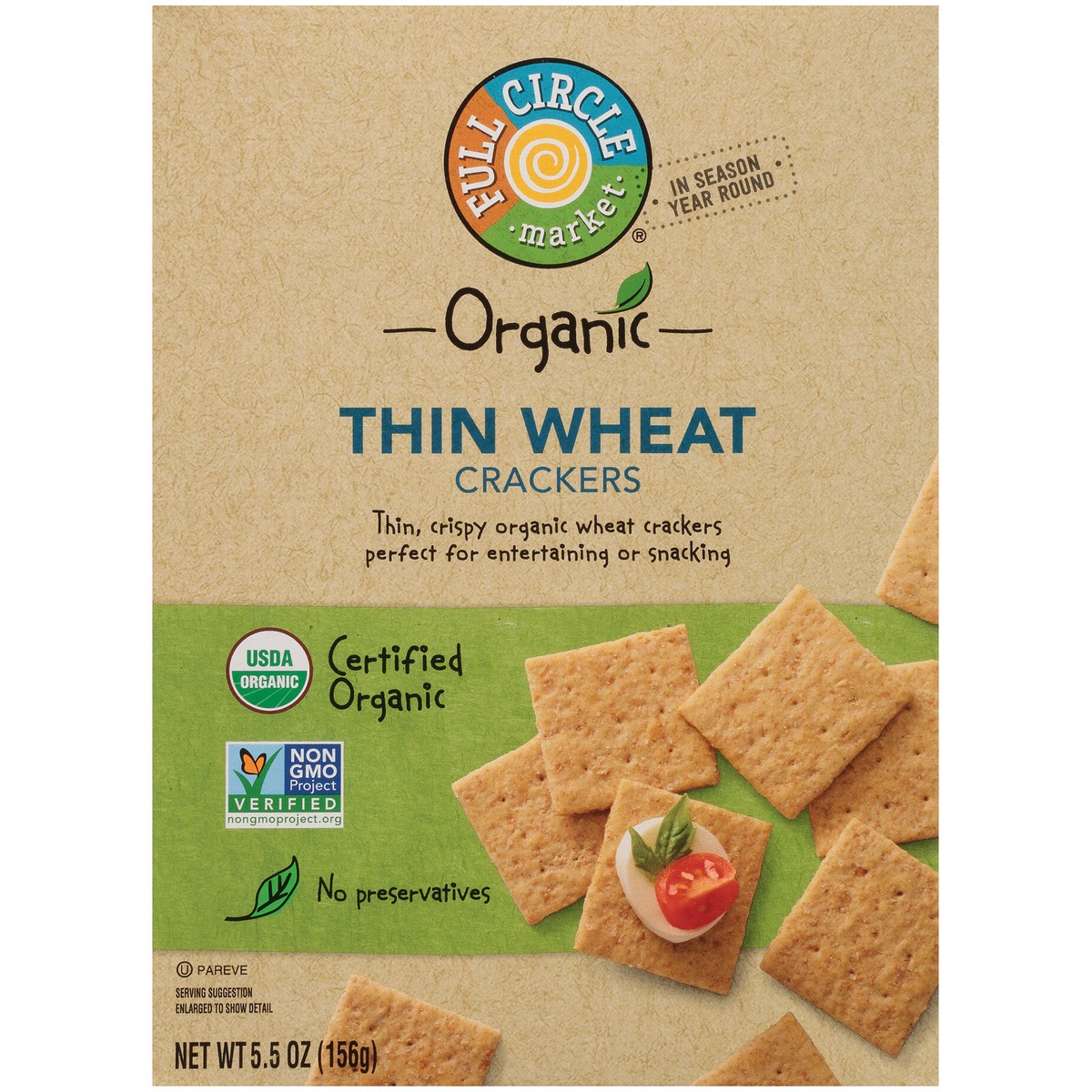 slide 9 of 9, Full Circle Market Thin Wheat Crackers, 5.5 oz
