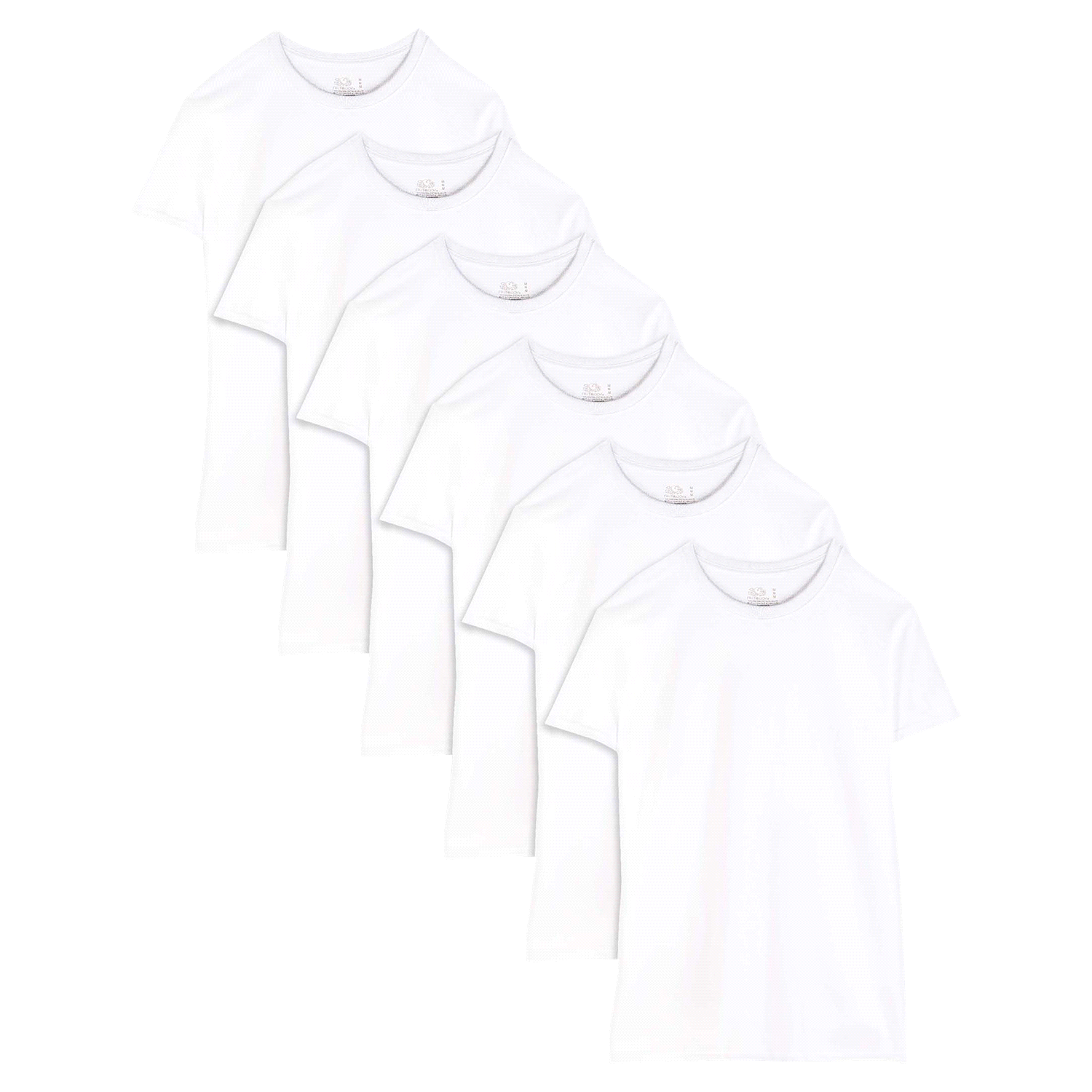 slide 3 of 3, Fruit of the Loom Men's Crews White Small, 6 ct