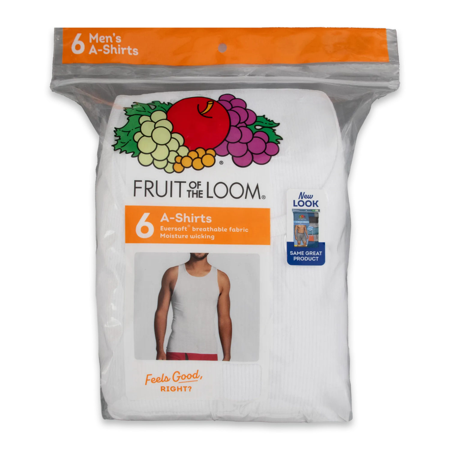 slide 5 of 5, Fruit of the Loom Men's A-Shirts White, Small, 6 ct