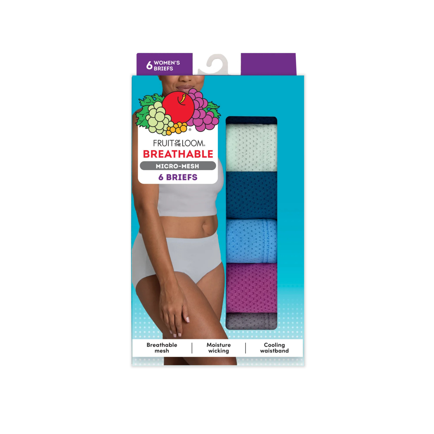 slide 5 of 5, Fruit of the Loom Women's Breathable Micro-Mesh Low Rise Brief, Size: 8, 6 ct
