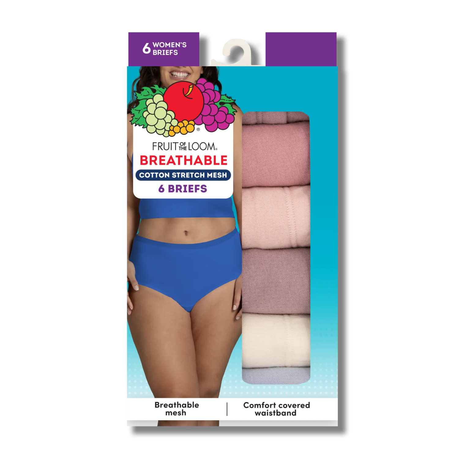 slide 5 of 5, Fruit of the Loom Women's Breathable Cotton-Mesh Brief Underwear, Size: 6, 6 ct
