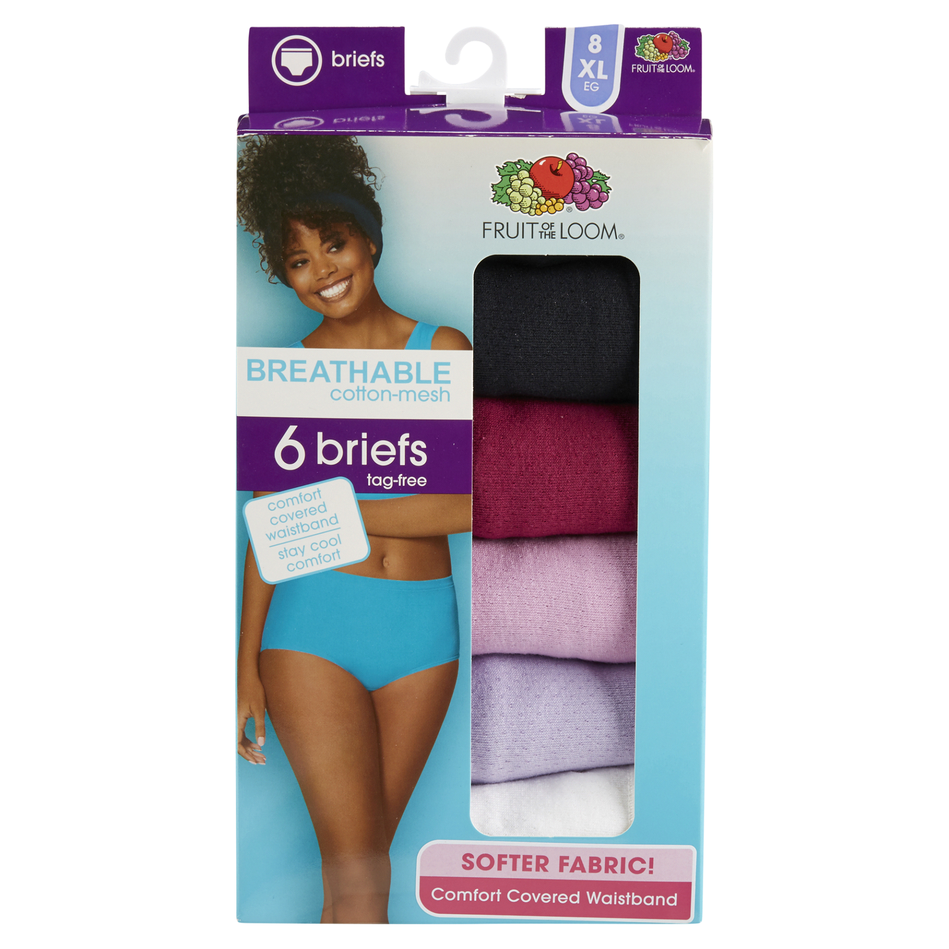 slide 1 of 1, Fruit of the Loom FOL BREATHABLE COTTON-MESH BRIEF 6DBCBF1 AST 8, 6 ct