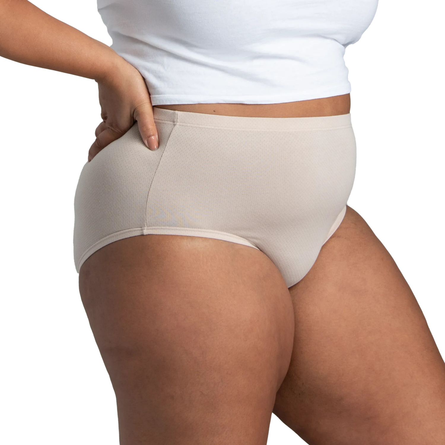 slide 3 of 5, Fruit of the Loom Women's Plus Fit for Me Breathable Cotton-Mesh Brief Underwear, Size: 10, 6 ct