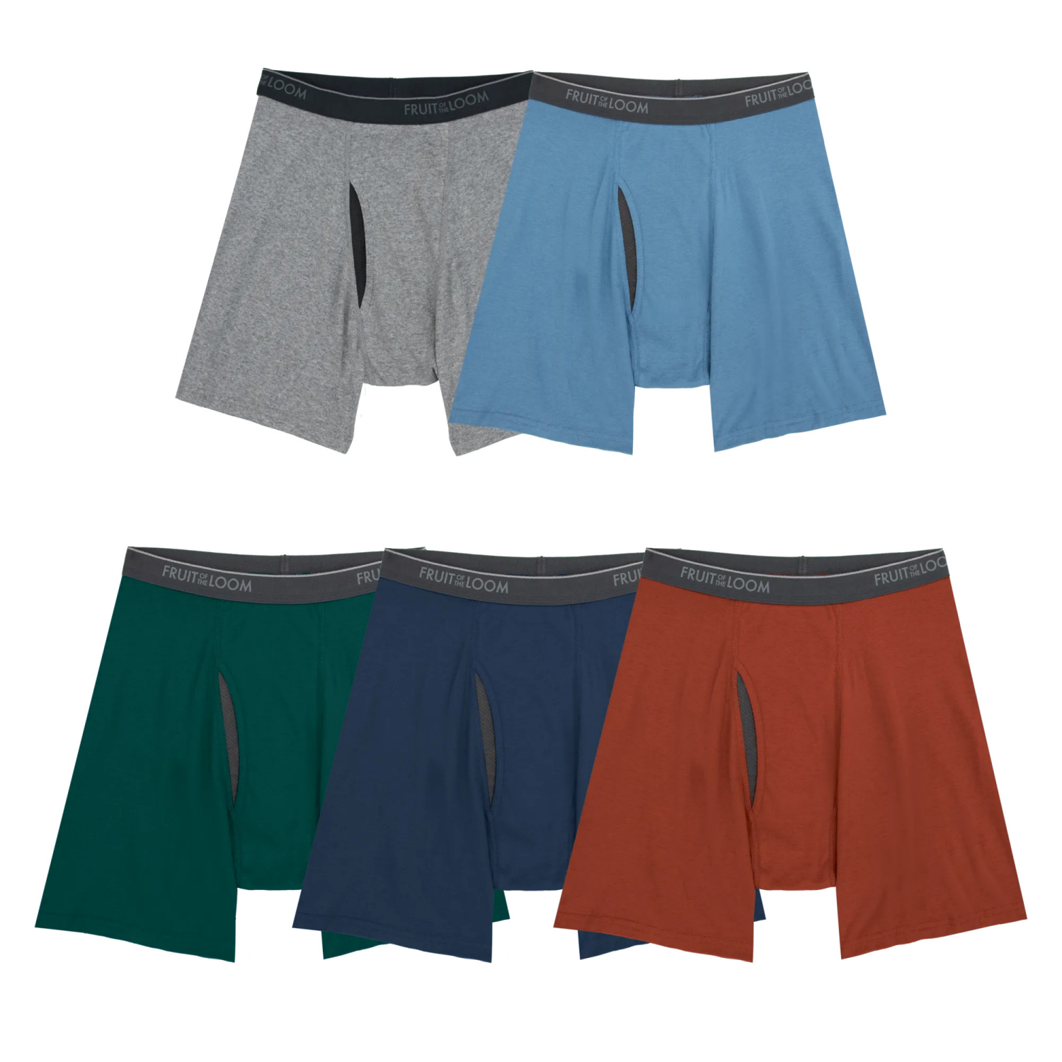 slide 1 of 5, Fruit of the Loom Men's Coolzone 5pk Boxer Briefs - Gray/Blue/Red L, 5 ct