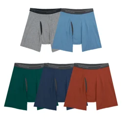Fruit of the Loom Men's Coolzone 5pk Boxer Briefs - Gray/Blue/Red L