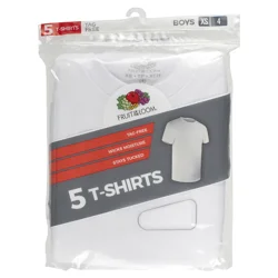 Fruit of the Loom Boys' 4 + 1 Bonus Pack T-Undershirt - White XS