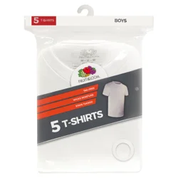 Fruit of the Loom Boys White T-Shirts Small 6-8 5 ea