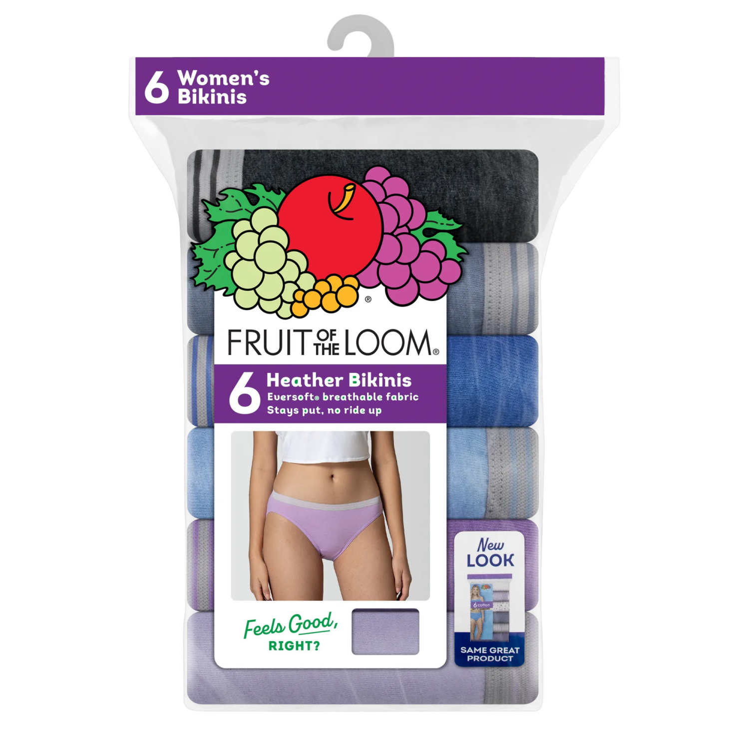 slide 5 of 5, Fruit of the Loom Women's Assorted Heather Brief Underwear, Size: 7, 6 ct
