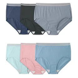 Fruit Of The Loom Women's Fit For Me Heather Brief Panty, Assorted 6 Pack, Size 9