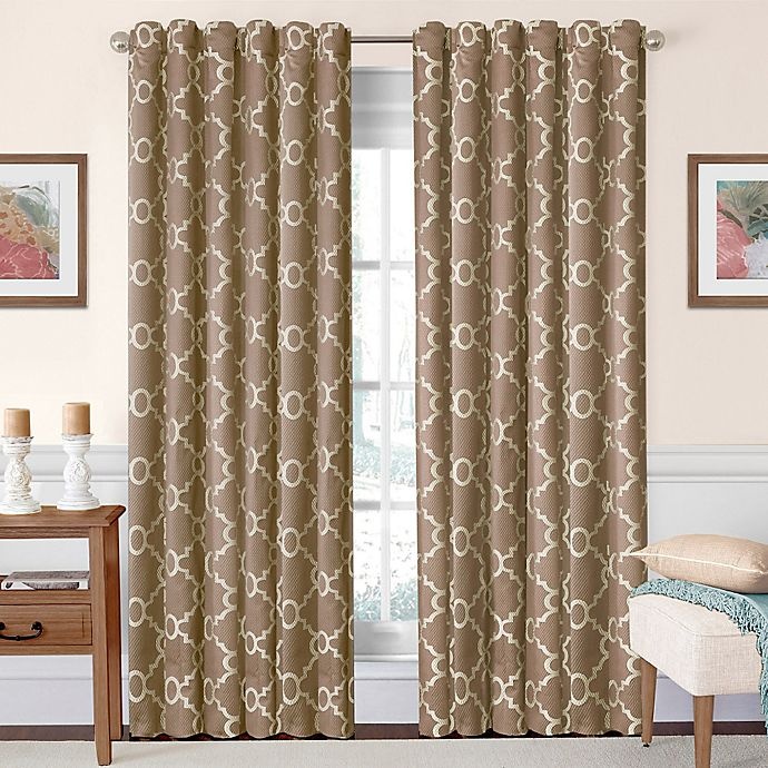 slide 1 of 1, Eclipse Correll Rod Pocket/Back Tab Room-Darkening Curtain Panel - Taupe (Single), 95 in