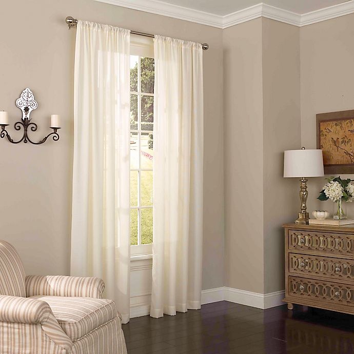 slide 1 of 1, Eclipse Chelsea Light Filtering Rod Pocket Sheer Window Curtains - Ivory, 95 in