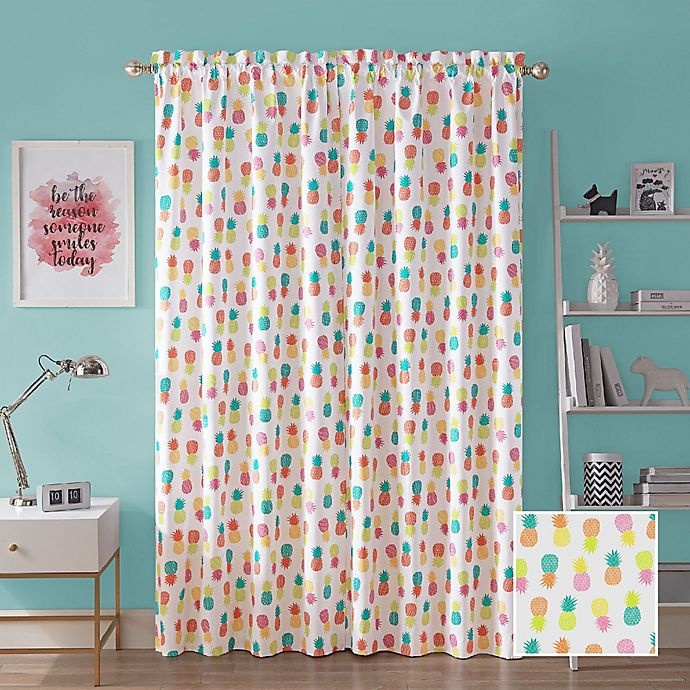 slide 5 of 5, Waverly Fineapple Rod Pocket Room Darkening Window Curtain Panel, 63 in