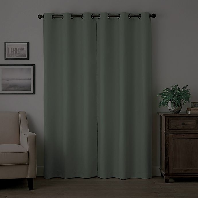 slide 5 of 8, Eclipse Martina Grommet Blackout Window Curtain Panel - Eucalyptus, 63 in