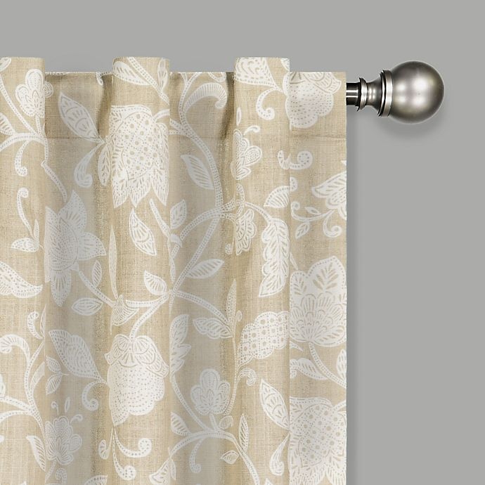 slide 4 of 4, Waverly Stencil Vine Light Filtering Rod Pocket Window Curtain Panel - Linen, 63 in