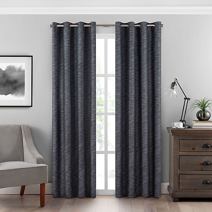 slide 1 of 8, Eclipse Warren Grommet Room-Darkening Window Curtain Panel - Steel Blue, 108 in