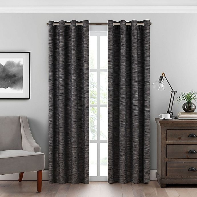 slide 1 of 8, Eclipse Warren Grommet Room-Darkening Window Curtain Panel - Charcoal, 108 in