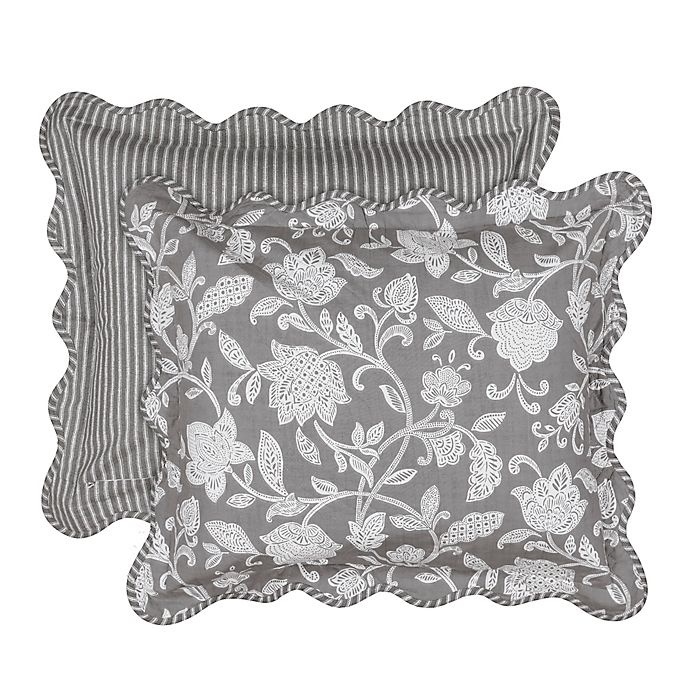 slide 4 of 5, Waverly Stencil Vine Reversible Full/Queen Quilt Set - Charcoal, 4 ct