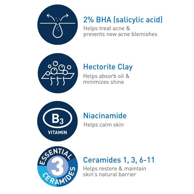 slide 3 of 9, CeraVe Acne Face Cleanser with 2% Salicylic Acid and Purifying Clay for Oily Skin - 16 fl oz, 16 fl oz