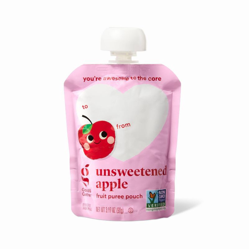 slide 3 of 5, Valentine's Unsweetened Apple Fruit Puree Pouches - 4.76lb/24ct - Good & Gather™, 4.76 lb, 24 ct
