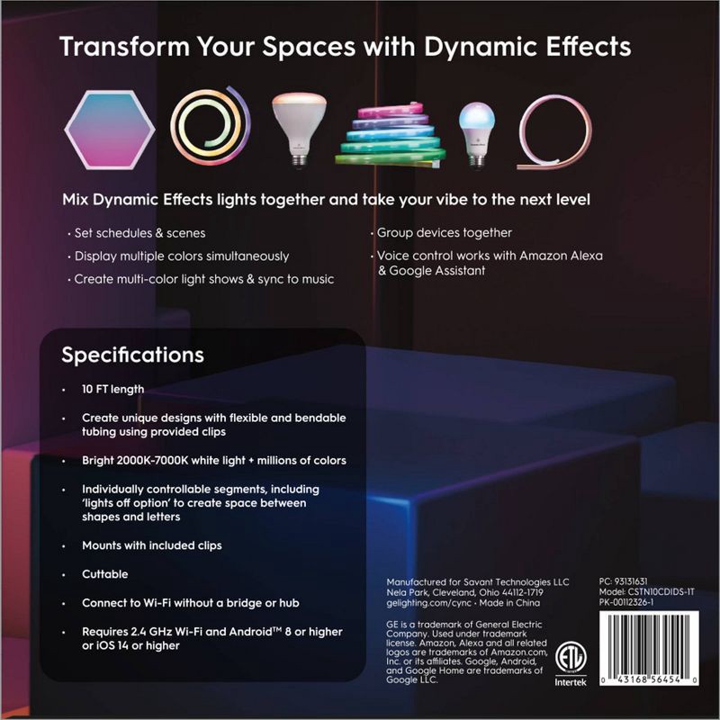 slide 5 of 9, GE Household Lighting GE 10' CYNC Dynamic Effects Rope Neon, 1 ct