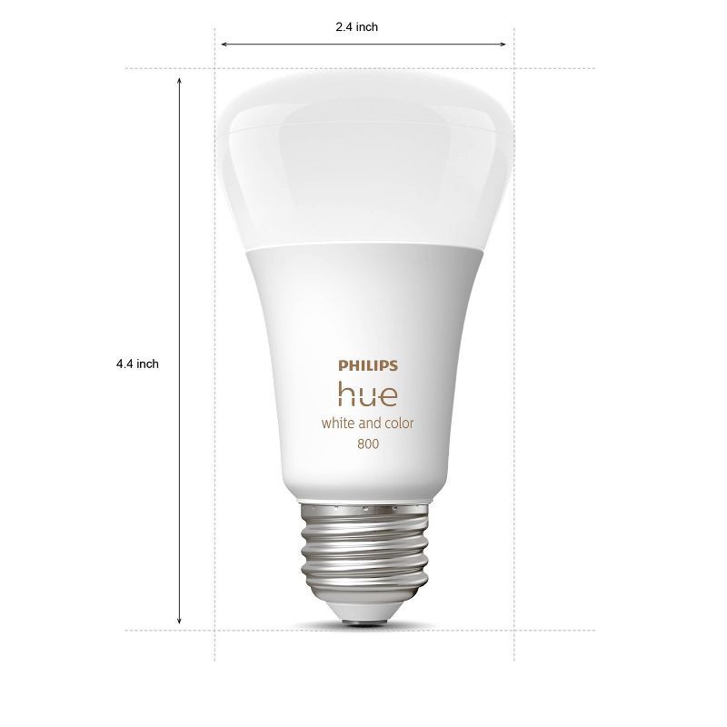 slide 6 of 6, 2pk Philips Hue A19 60W Light Bulbs: LED, Dimmable, 800 Lumens, Google Home & Apple HomeKit Compatible, Energy Star Certified, 2 ct