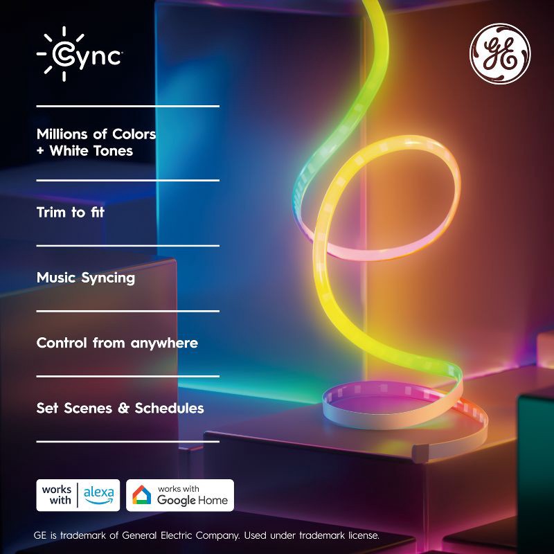 slide 2 of 14, GE Household Lighting GE 16' CYNC Dynamic Effects Smart LED Full Color Light Strip Power Supply, 1 ct