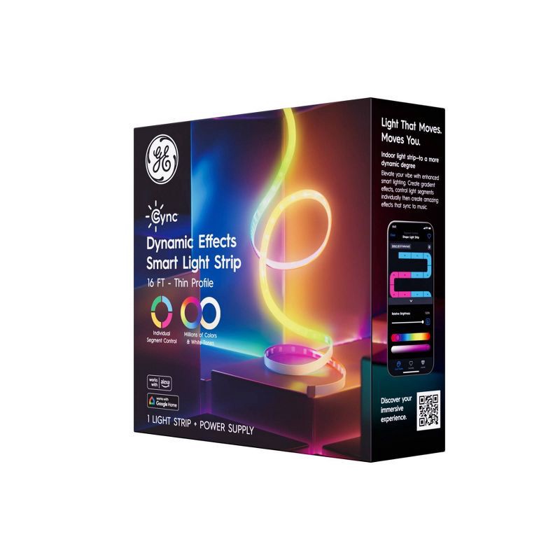 slide 3 of 14, GE Household Lighting GE 16' CYNC Dynamic Effects Smart LED Full Color Light Strip Power Supply, 1 ct