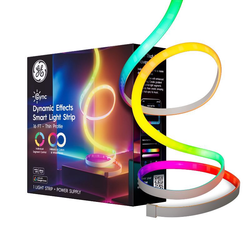 slide 1 of 14, GE Household Lighting GE 16' CYNC Dynamic Effects Smart LED Full Color Light Strip Power Supply, 1 ct
