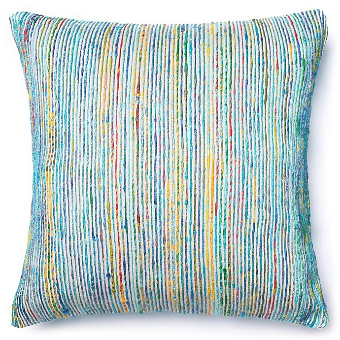 slide 1 of 1, Loloi Multicolored Yarn Ribbed Square Throw Pillow - Blue, 22 in