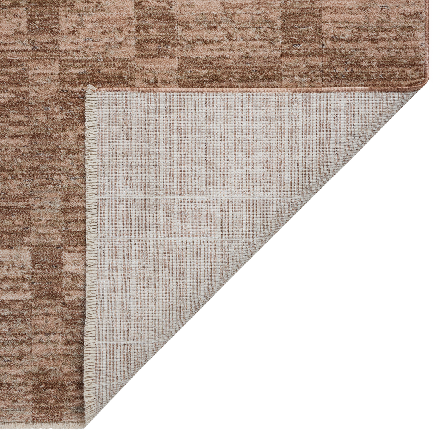slide 2 of 4, Banner Geometric Area Rug with Fringe, 63 in x 90 in, Rust Sand, 1 ct