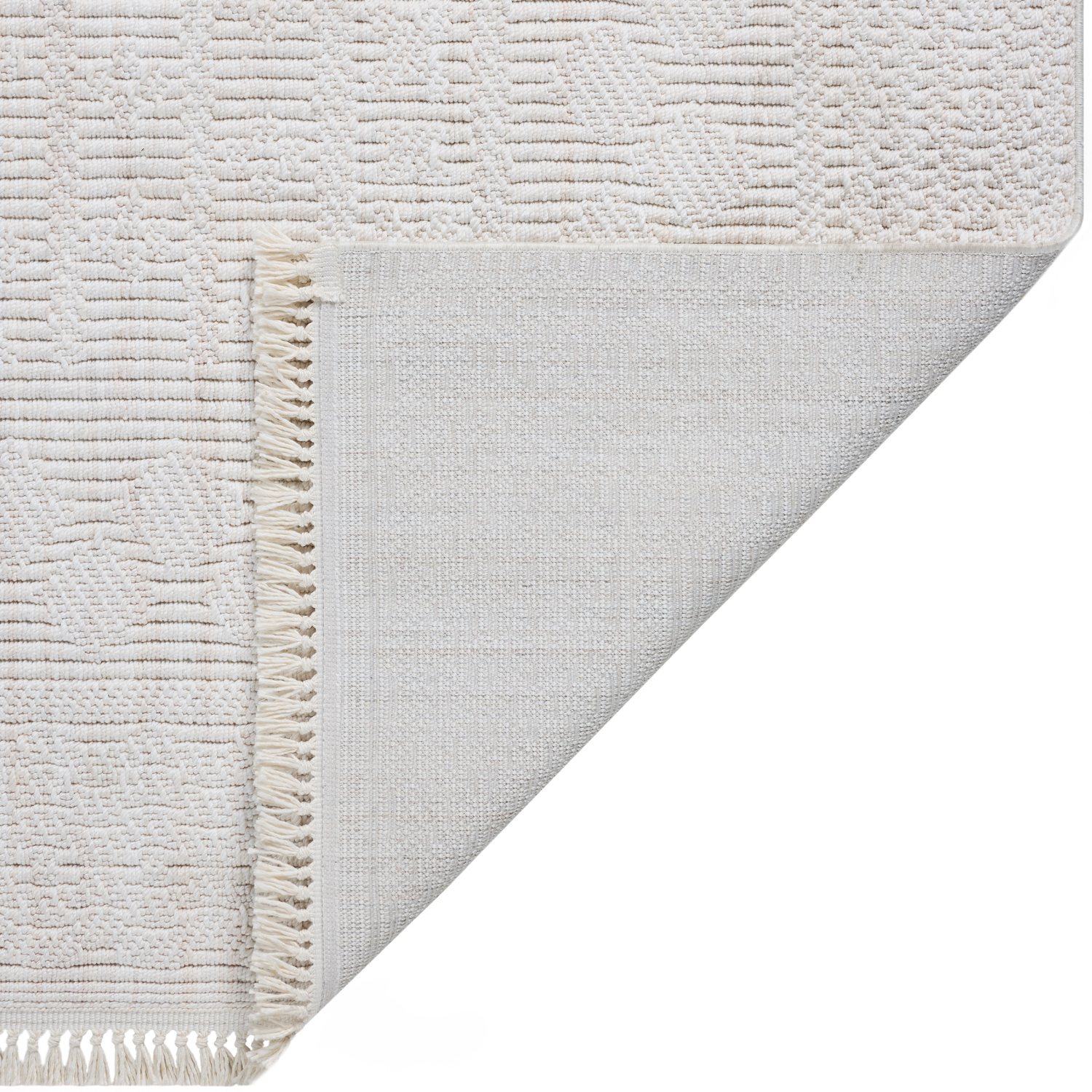 slide 2 of 4, Camden Textured Area Rug with Fringe, 61 in x 84 in, Cream, 1 ct