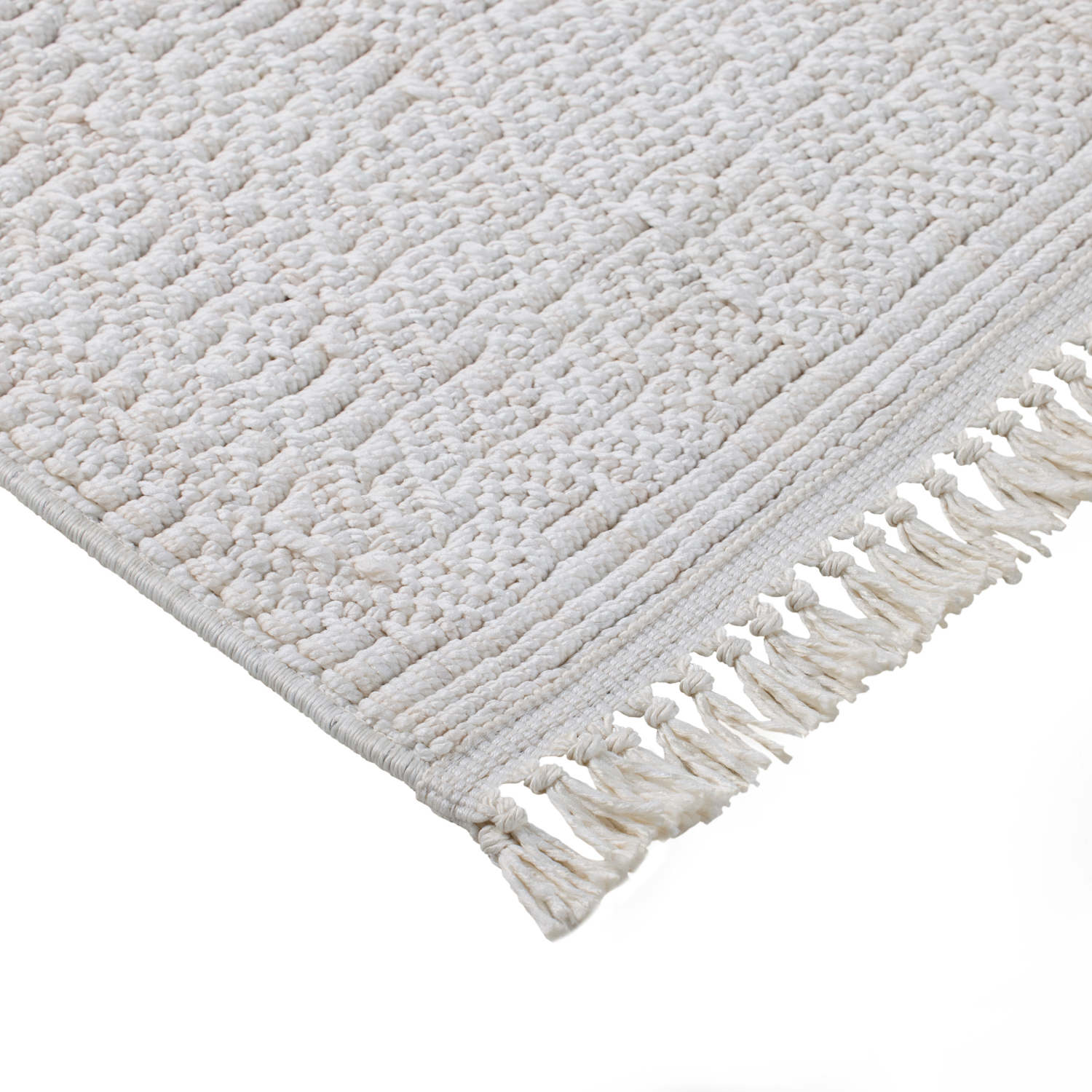 slide 3 of 4, Camden Textured Area Rug with Fringe, 61 in x 84 in, Cream, 1 ct