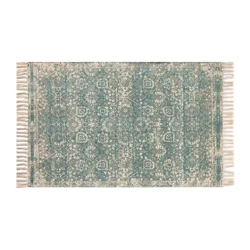 Loloi McKenna Cotton Scatter Rug, 30 in x 45 in, Mineral Blue