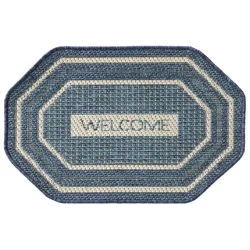 Loloi Welcome Border Shaped All-Purpose Mat, 20 In X 30 In, Navy