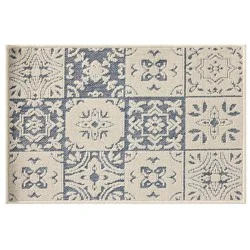 Loloi Vintage Tile All-Purpose Mat, 20 In X 30 In, Cream Blue