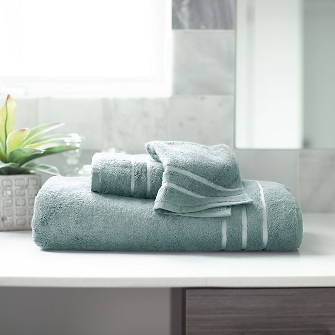 slide 3 of 4, Cariloha Turkish Cotton/Viscose Blend Bath Towel Set - Ocean/Mist, 3 ct