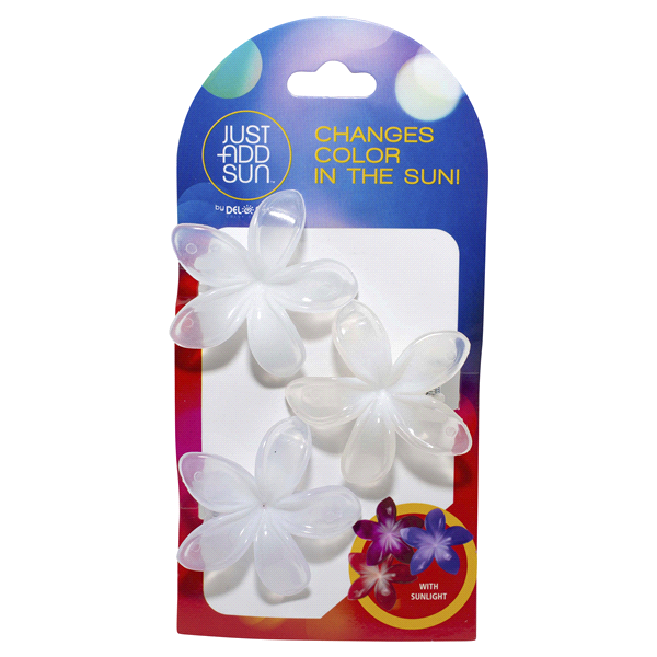 slide 1 of 1, Del Sol Color-Changing Hair Clips - Mini Plumeria, 3 ct
