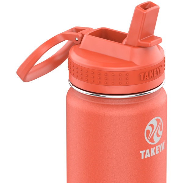 slide 2 of 2, Takeya Actives Insulated Water Bottle With Straw Lid, 22 Oz, Coral, 1 ct