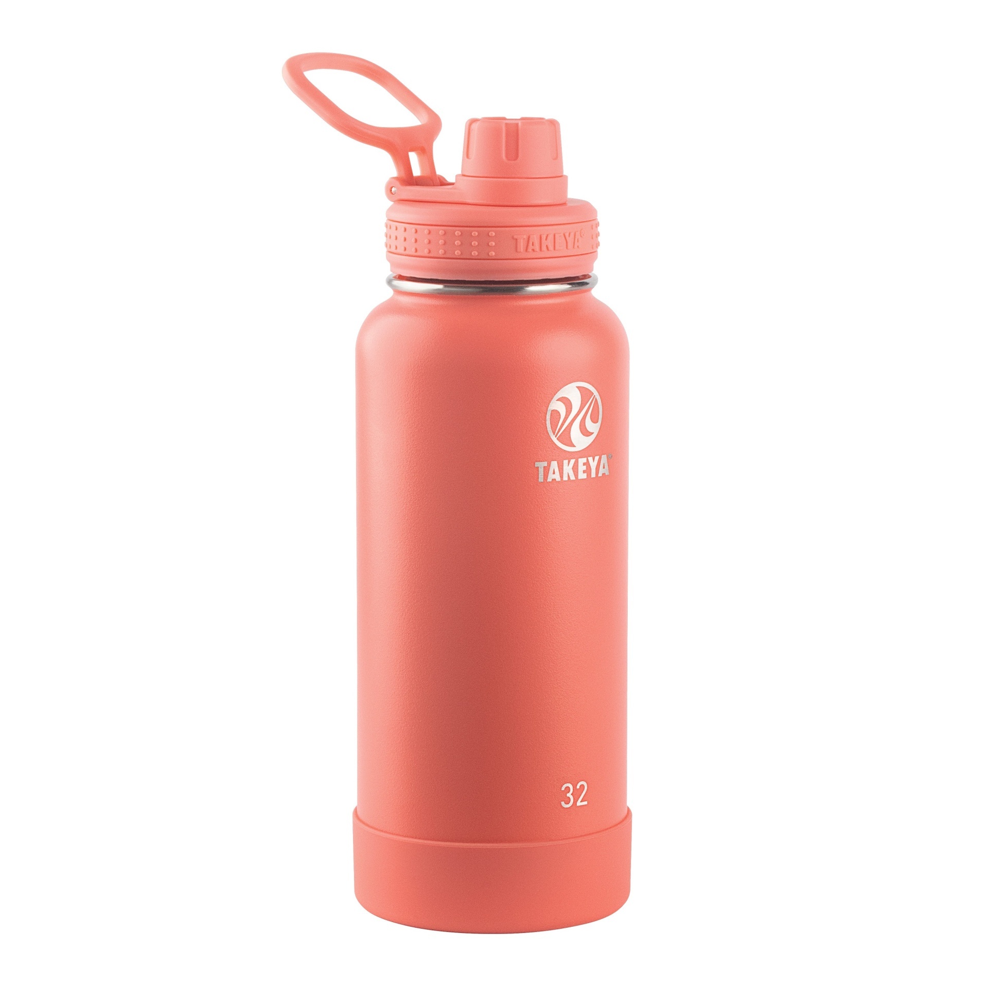 slide 1 of 5, Takeya 32oz Actives Insulated Stainless Steel Water Bottle with Spout Lid - Coral, 1 ct