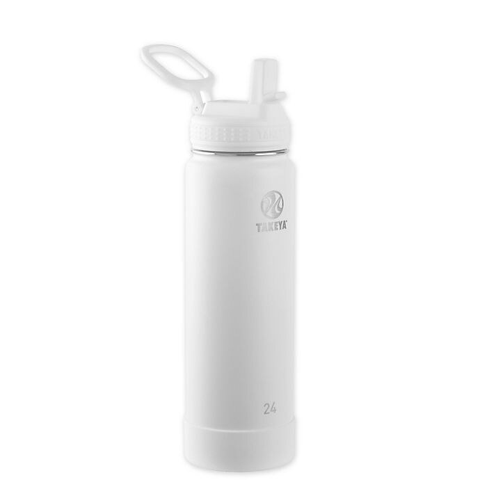 slide 1 of 4, Takeya Actives Insulated Stainless Steel Water Bottle with Straw Lid - Arctic White, 24 oz